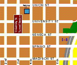 small map of location in downtown seattle